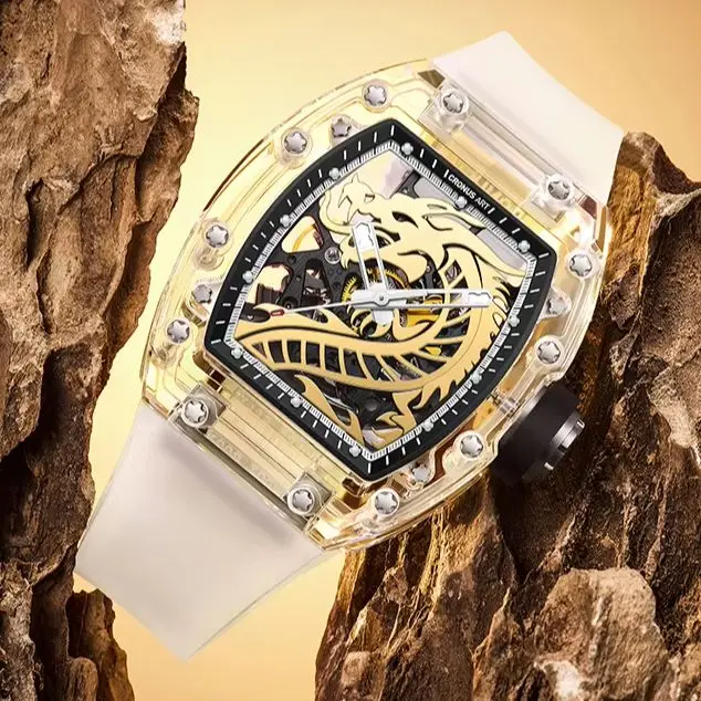 CRONUSART Men Automatic Watch 50mm Tonneau Mechanical Wristwatch Sapphire Case & Mirror Luminous Skeleton Dragon Dial
CRONUSART Men Automatic Watch 50mm Tonneau Mechanical Wristwatch Sapphire Case & Mirror Luminous Skeleton Dragon Dial