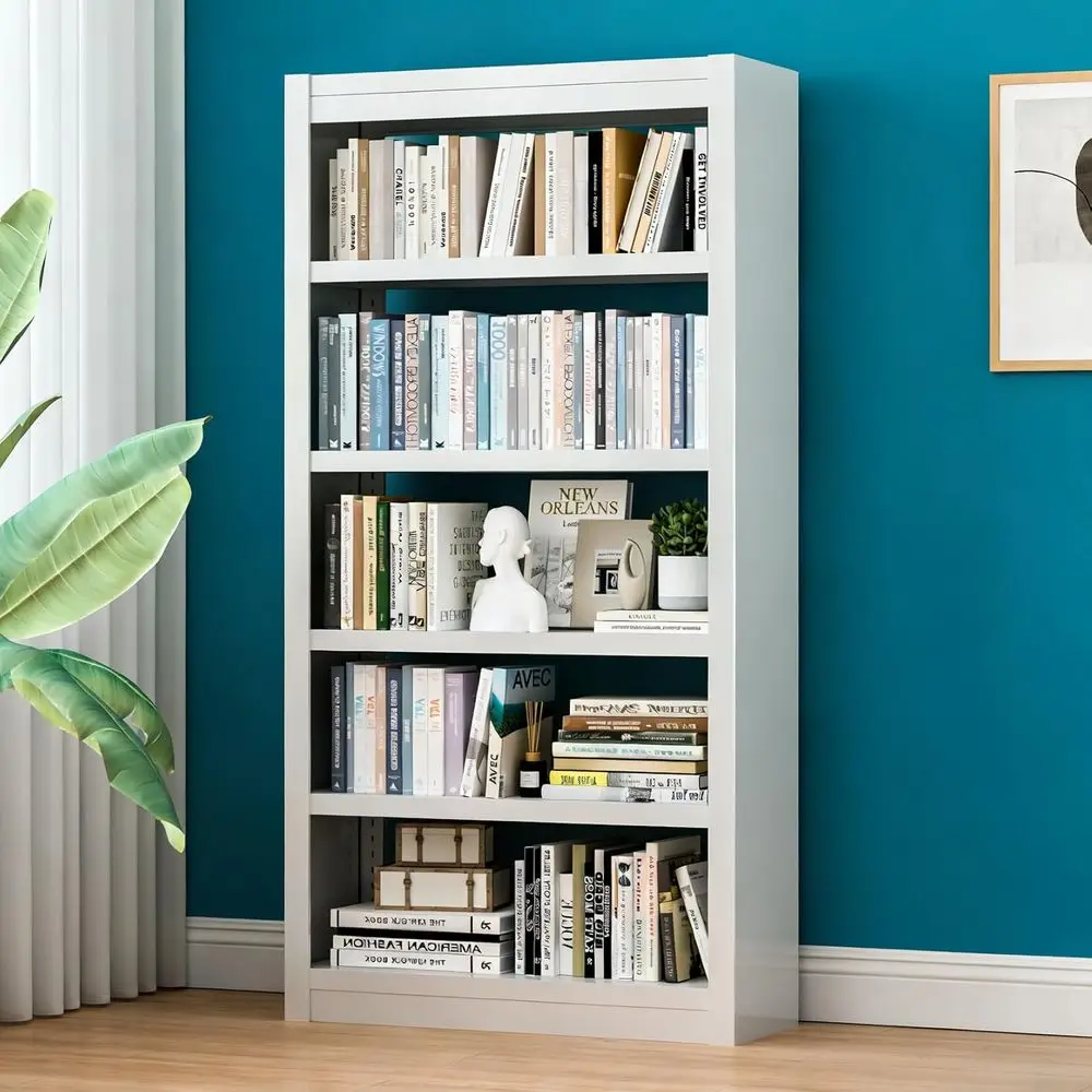 5-Tier Adjustable White Metal Bookshelf for Living Room and Office, Easy Tool-Free Assembly
5-Tier Adjustable White Metal Bookshelf for Living Room and Office, Easy Tool-Free Assembly