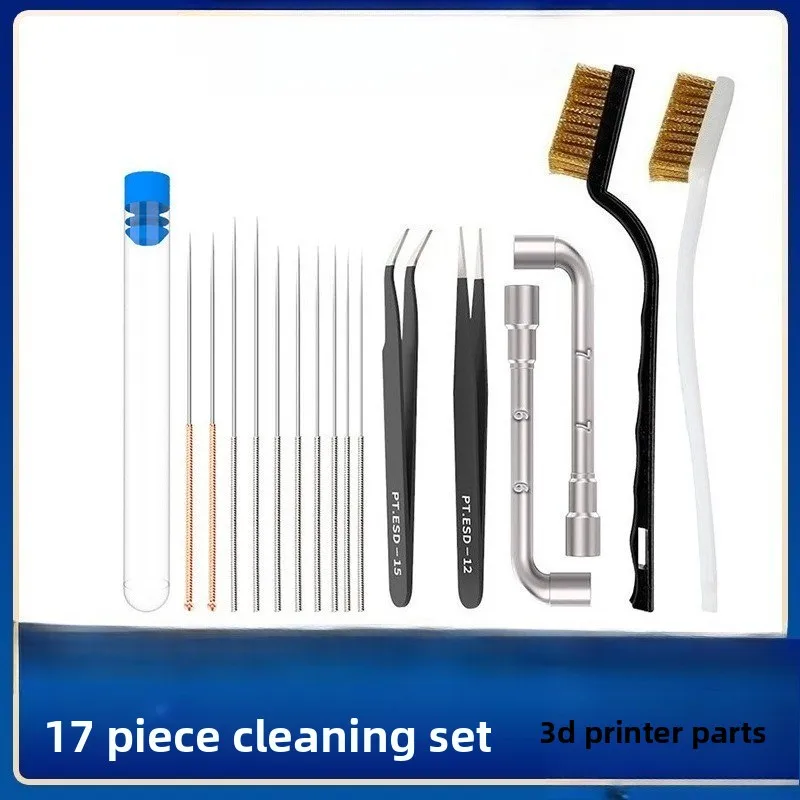 D Printer Accessories Cleaning Kit 17 Piece Set, Through Needle Brush Tweezers 6/7mm Perforated Wrench Kit
D Printer Accessories Cleaning Kit 17 Piece Set, Through Needle Brush Tweezers 6/7mm Perforated Wrench Kit