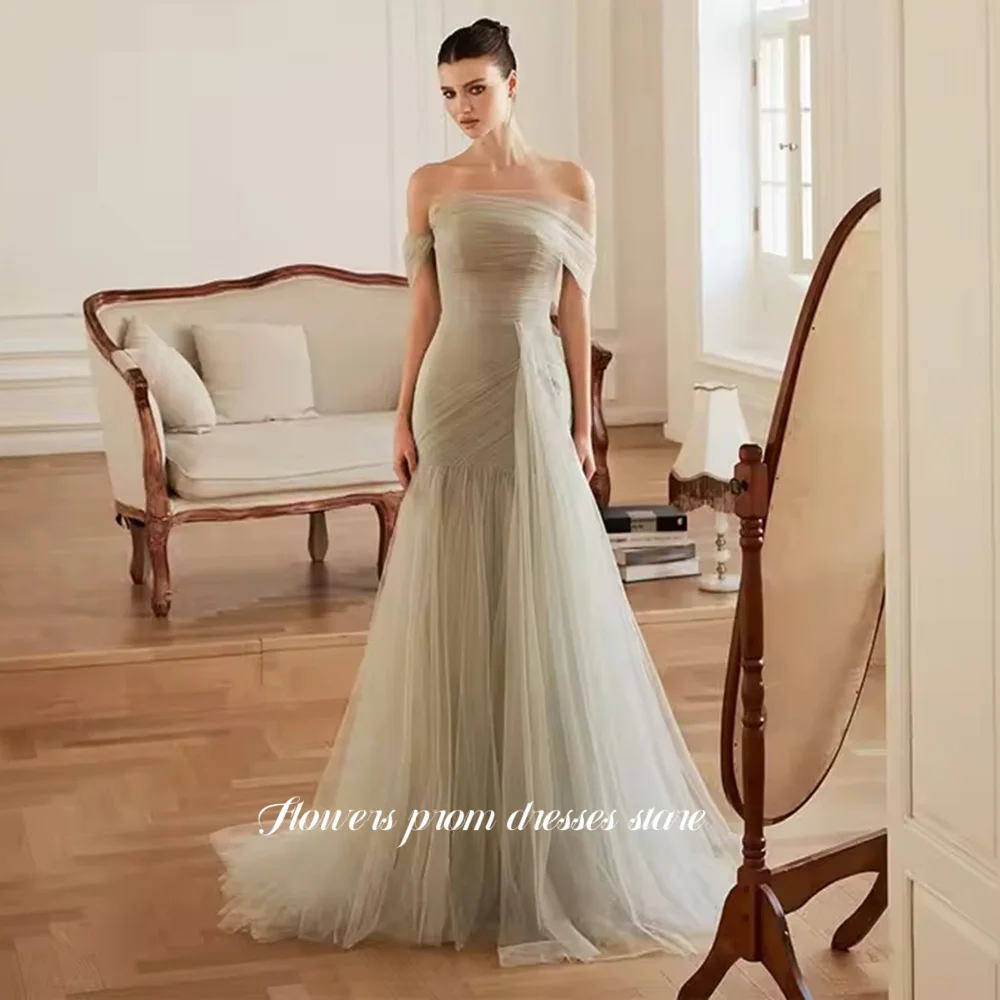 Flowers Prom Off Shoulder Evening Dress Mermaid Pleats Party Dress Tulle Princess Dress for Women vestidos de fiesta Customized
Flowers Prom Off Shoulder Evening Dress Mermaid Pleats Party Dress Tulle Princess Dress for Women vestidos de fiesta Customized