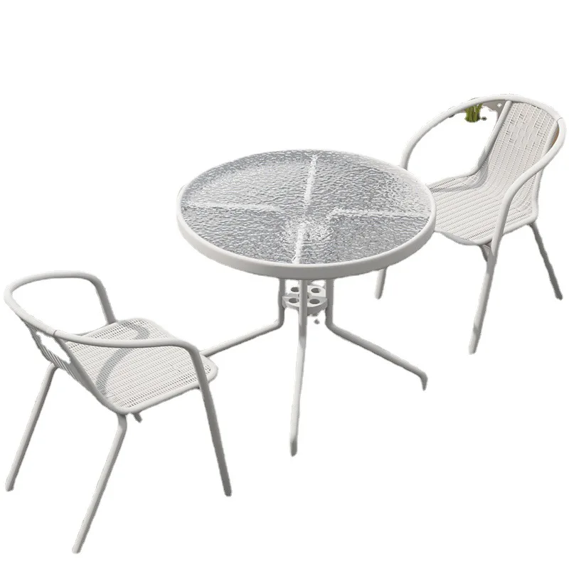 Balcony, small table and chair combination, three-piece set, outdoor, white, folding 
Balcony, small table and chair combination, three-piece set, outdoor, white, folding