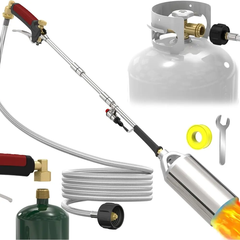 Propane Torch Kit with 5-20lb Tank, 40 Extendable Nozzle, Turbo Trigger for Weed and Ice Removal
Propane Torch Kit with 5-20lb Tank, 40 Extendable Nozzle, Turbo Trigger for Weed and Ice Removal