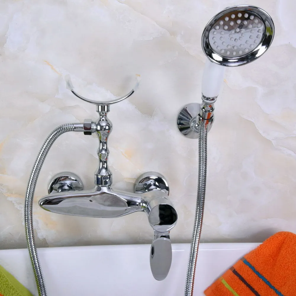 Polished Chrome Brass Wall Mounted Bathtub Faucet with Handheld Shower Set +150CM Hose Mixer Tap 2na257
Polished Chrome Brass Wall Mounted Bathtub Faucet with Handheld Shower Set +150CM Hose Mixer Tap 2na257