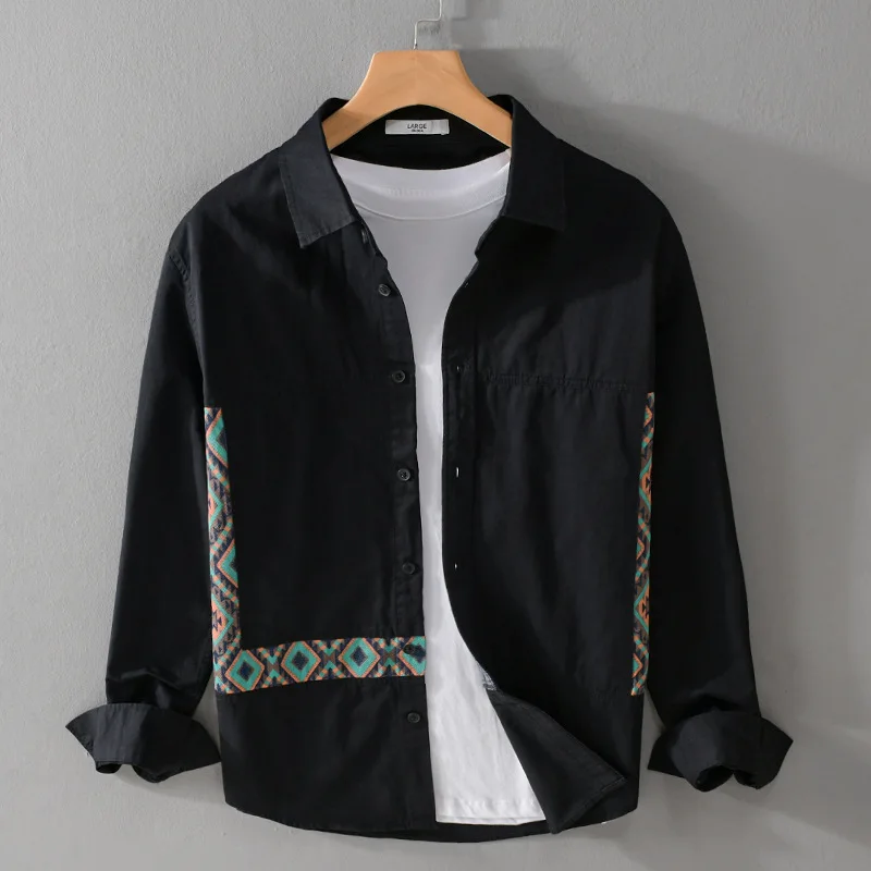 Spring Autumn Men's Cotton 100% Daily Patchwork Shirts Long Sleeve Slim Fit Casual Men Turn-down Collar Tops Clothes
Spring Autumn Men's Cotton 100% Daily Patchwork Shirts Long Sleeve Slim Fit Casual Men Turn-down Collar Tops Clothes