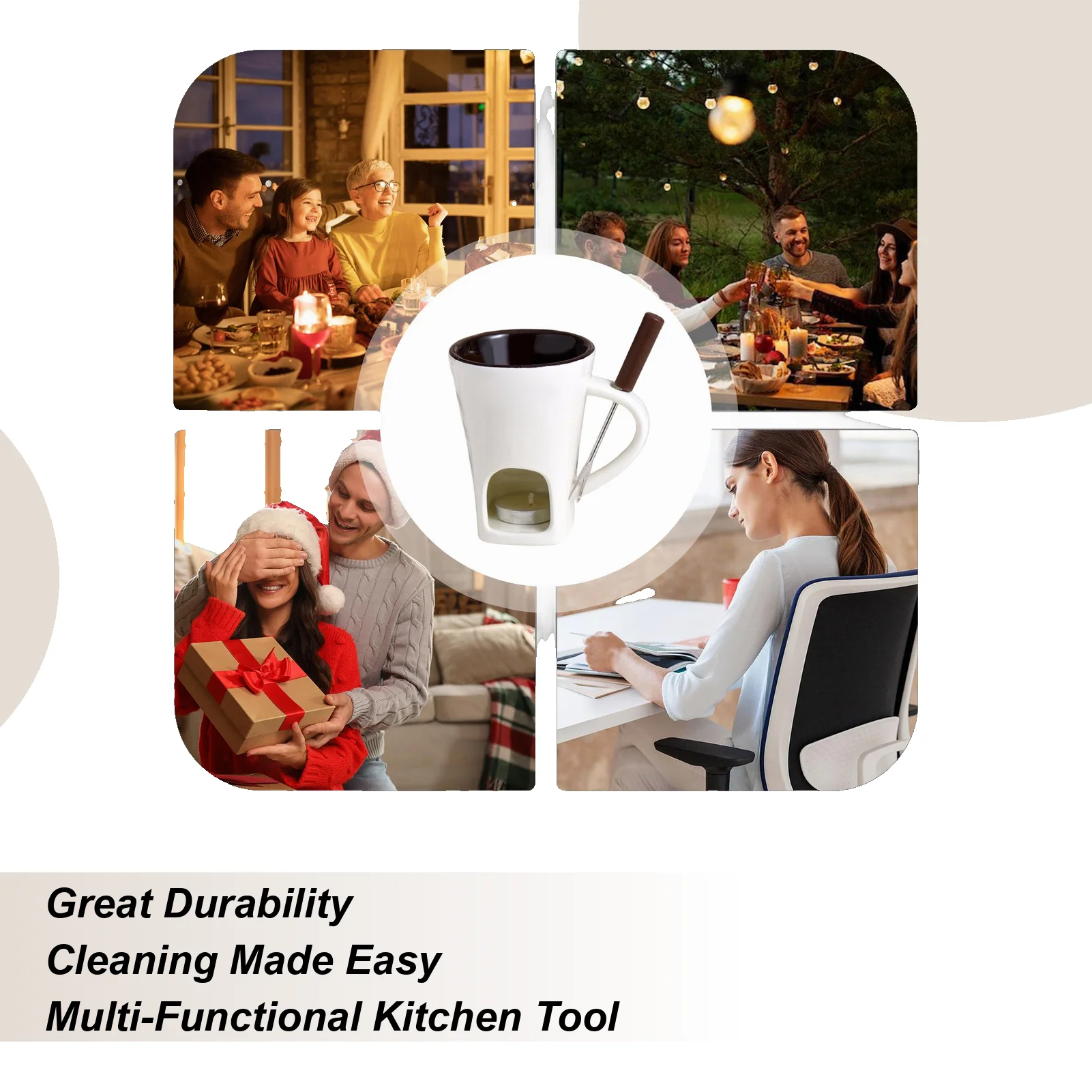 Fondue Mug Ceramic With Fork Candle Pot Chocolate Fondue Set For Dessert Celebration Family Gathering Fun Home Holiday Party
Fondue Mug Ceramic With Fork Candle Pot Chocolate Fondue Set For Dessert Celebration Family Gathering Fun Home Holiday Party