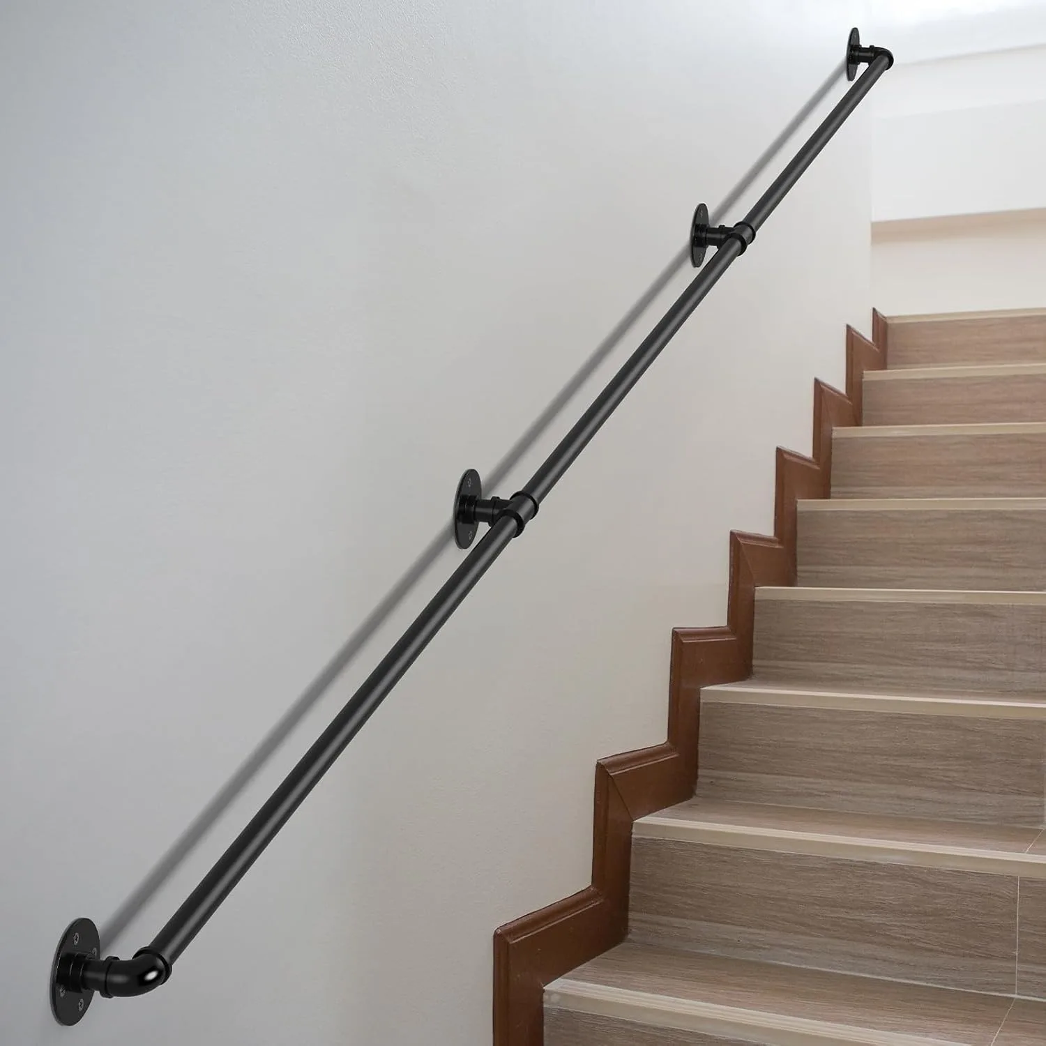 Steel Stair Railing Handrail 10FT | Indoor/Outdoor Wall-Mounted Safety Handrail for Porch Steps, Elderly Safety (Black)
Steel Stair Railing Handrail 10FT | Indoor/Outdoor Wall-Mounted Safety Handrail for Porch Steps, Elderly Safety (Black)