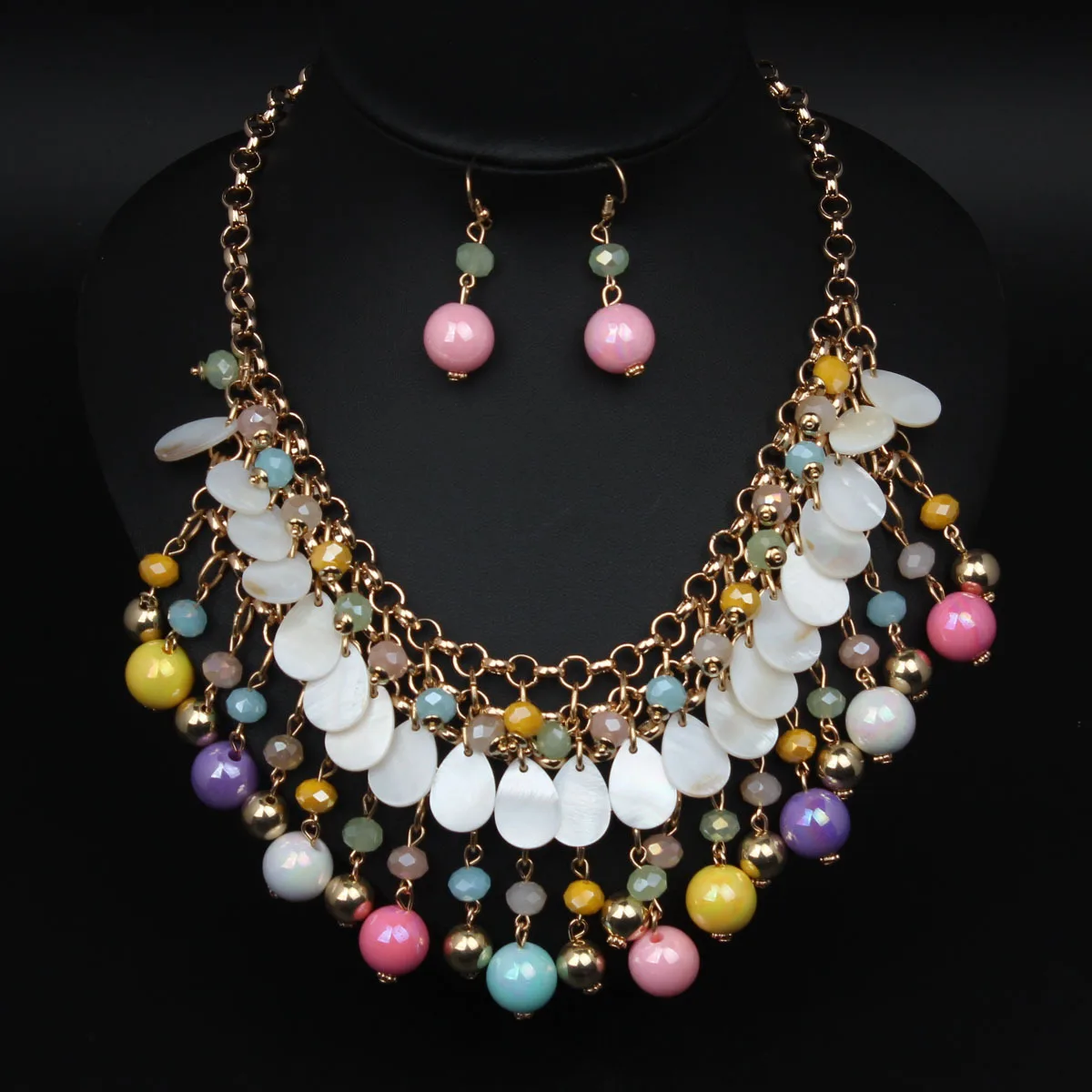 DIY accessories Europe, America, exaggerated multi-layer colored bead shell necklace earrings set femininity bohemian accessorie
DIY accessories Europe, America, exaggerated multi-layer colored bead shell necklace earrings set femininity bohemian accessorie