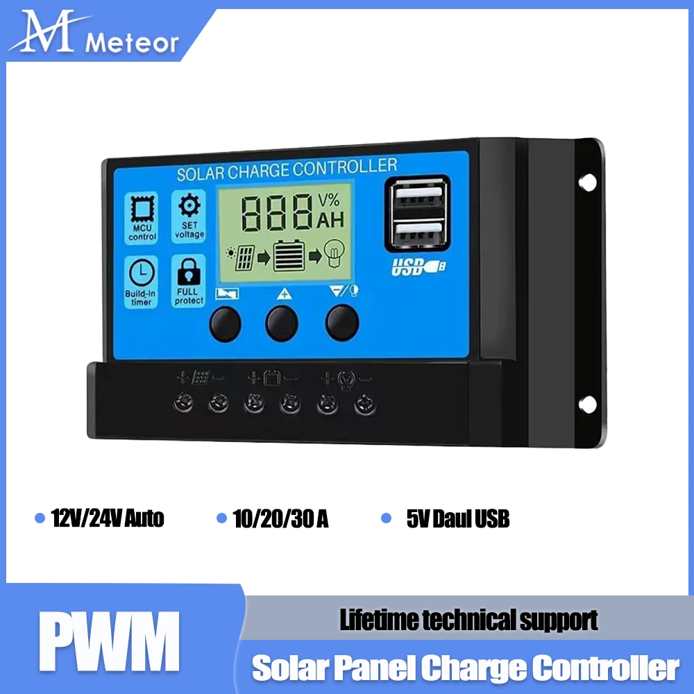 Solar Panel Charge Controller 12V 24V PWM MPPT 10A 20A 30A Automotive Battery Charger Regulator USB Output 5V Max PV 50V DC
Solar Panel Charge Controller 12V 24V PWM MPPT 10A 20A 30A Automotive Battery Charger Regulator USB Output 5V Max PV 50V DC