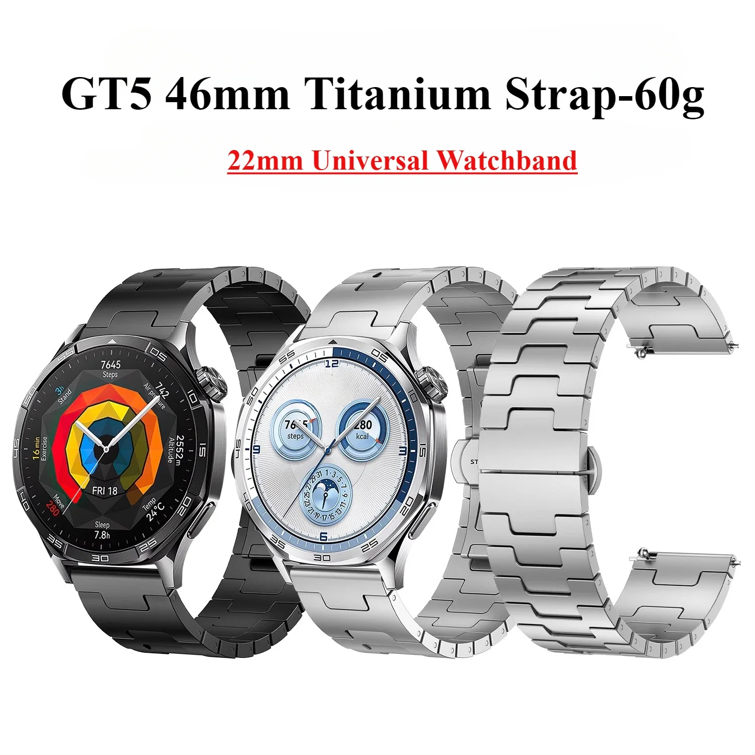 Titanium Alloy Strap for Huawei Watch GT5 46mm ,60g Urltra-Light Watchband , Silver Color / Black /Grey Color Fine Wristband
Titanium Alloy Strap for Huawei Watch GT5 46mm ,60g Urltra-Light Watchband , Silver Color / Black /Grey Color Fine Wristband