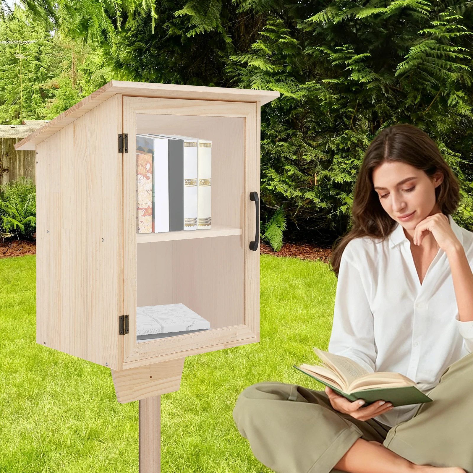 2-Tier Outdoor and Indoor Book Cabinet, Small Wooden Book Cabinet, Durable Design for Public Community School and Back Yard
2-Tier Outdoor and Indoor Book Cabinet, Small Wooden Book Cabinet, Durable Design for Public Community School and Back Yard