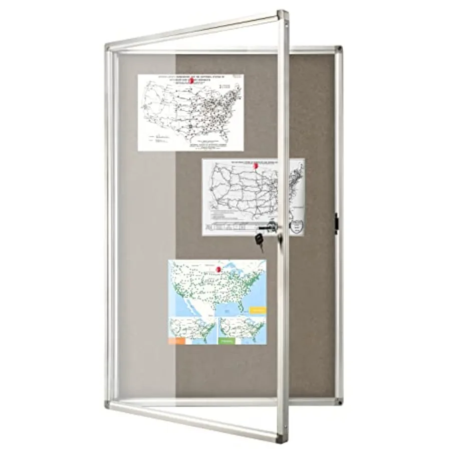 Enclosed Bulletin Board Lockable Display Case Message Board with Locking Door for Indoor Grey Felt Aluminum Frame 36 × 24 Inche
Enclosed Bulletin Board Lockable Display Case Message Board with Locking Door for Indoor Grey Felt Aluminum Frame 36 × 24 Inche