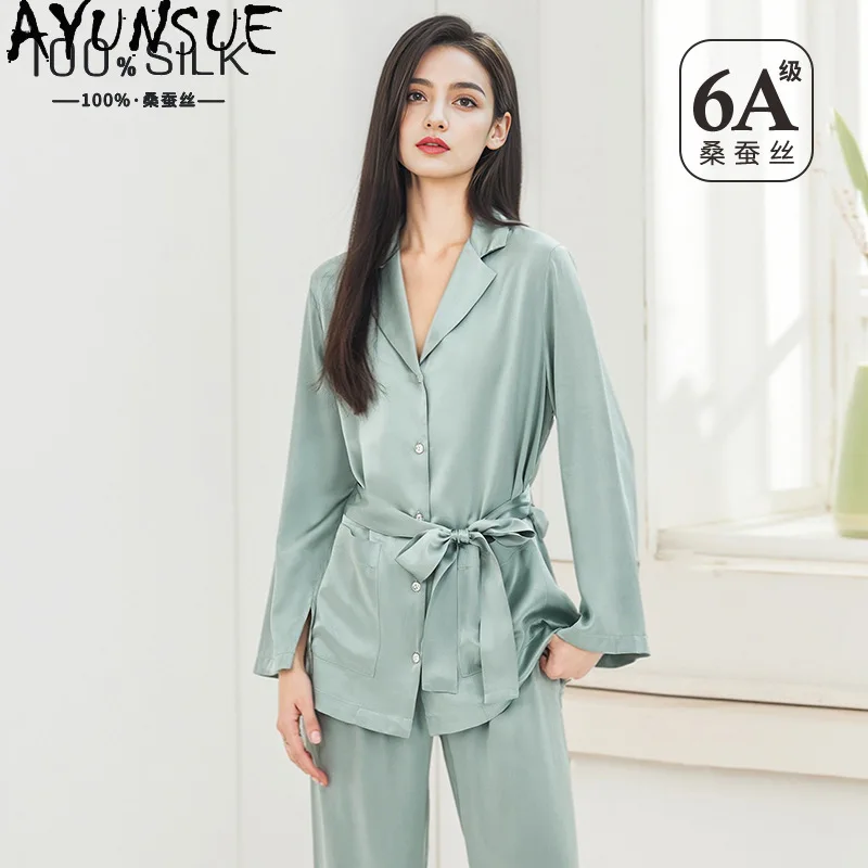 AYUNSUE 100% Silk Pajama Sets Woman Comfortable V-neck Pajamas for Women Long Sleeve Top Long Pants Womens Matching Set Пижама
AYUNSUE 100% Silk Pajama Sets Woman Comfortable V-neck Pajamas for Women Long Sleeve Top Long Pants Womens Matching Set Пижама