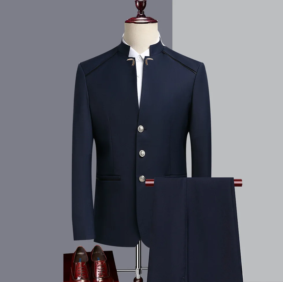 KIDWHXR Men Suit Set Stand Collar Single-breasted Blazer Male Solid Color Straight-leg Pant Man Wedding Groom 2-piece Outfit
KIDWHXR Men Suit Set Stand Collar Single-breasted Blazer Male Solid Color Straight-leg Pant Man Wedding Groom 2-piece Outfit