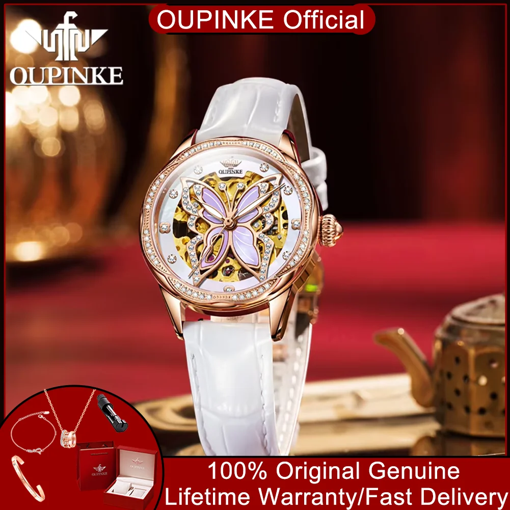 OUPINKE 3239 Original Automatic Women's Watches Fashion Hollow Butterfly Diamond Dial Elegant Luxury Ladies Dress Wrist Watches
OUPINKE 3239 Original Automatic Women's Watches Fashion Hollow Butterfly Diamond Dial Elegant Luxury Ladies Dress Wrist Watches