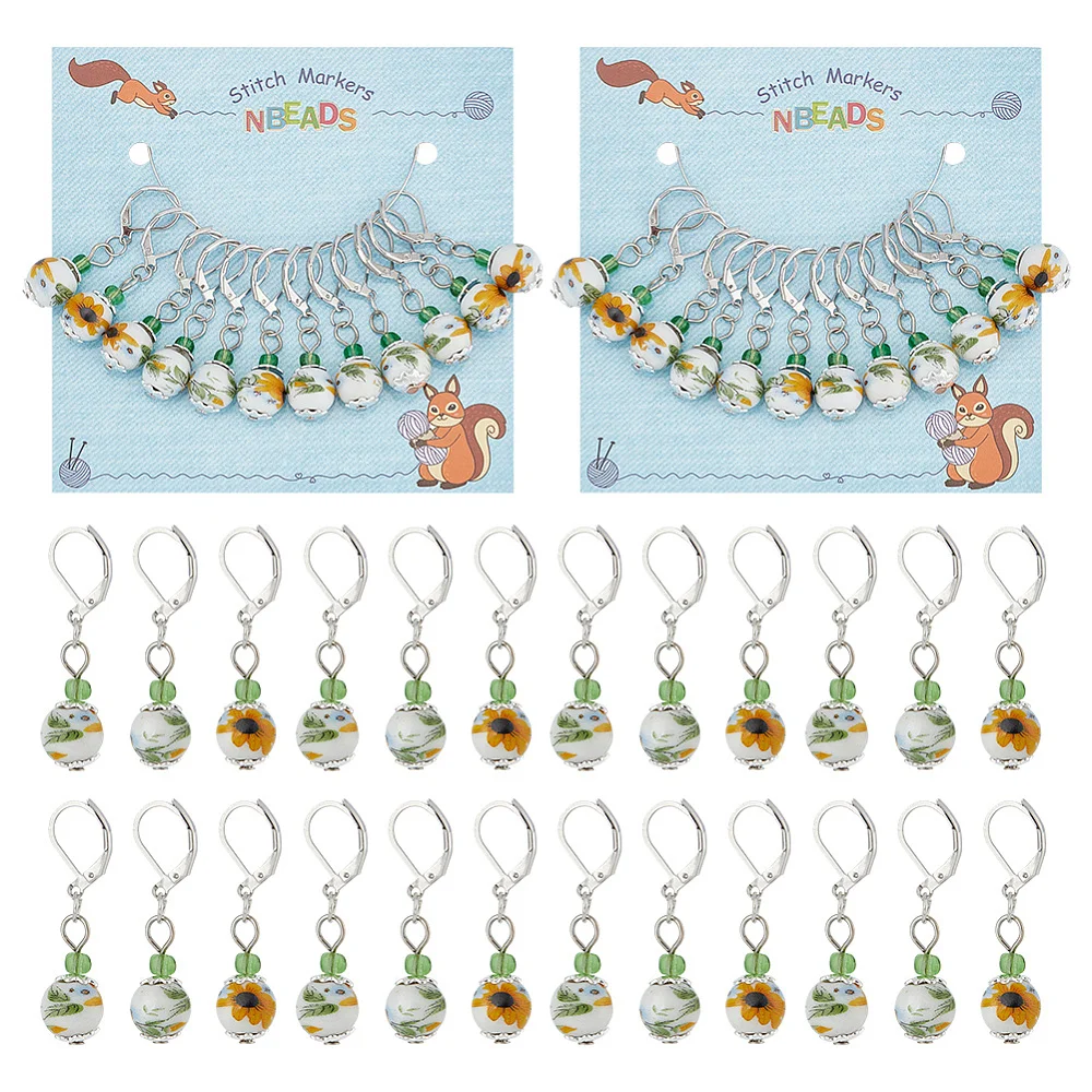Handmade Porcelain Pendant Stitch Markers Round with Sunflower Pattern Crochet Leverback Hoop Charms
Handmade Porcelain Pendant Stitch Markers Round with Sunflower Pattern Crochet Leverback Hoop Charms
