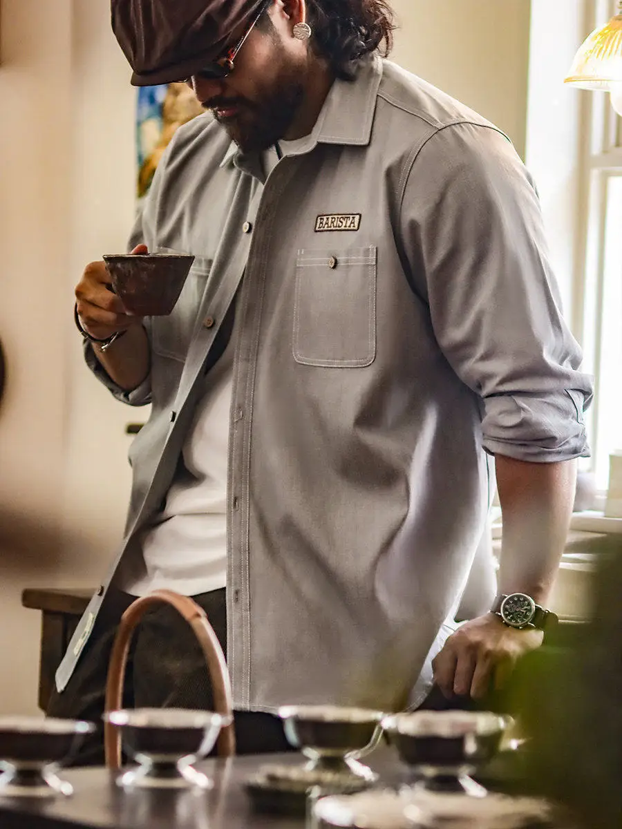 Loose Casual Cotton Work Shirt Coffee Fabric Ameika Jie Pure Cotton Shirt Youth Popular Style Four Seasons Universal
Loose Casual Cotton Work Shirt Coffee Fabric Ameika Jie Pure Cotton Shirt Youth Popular Style Four Seasons Universal