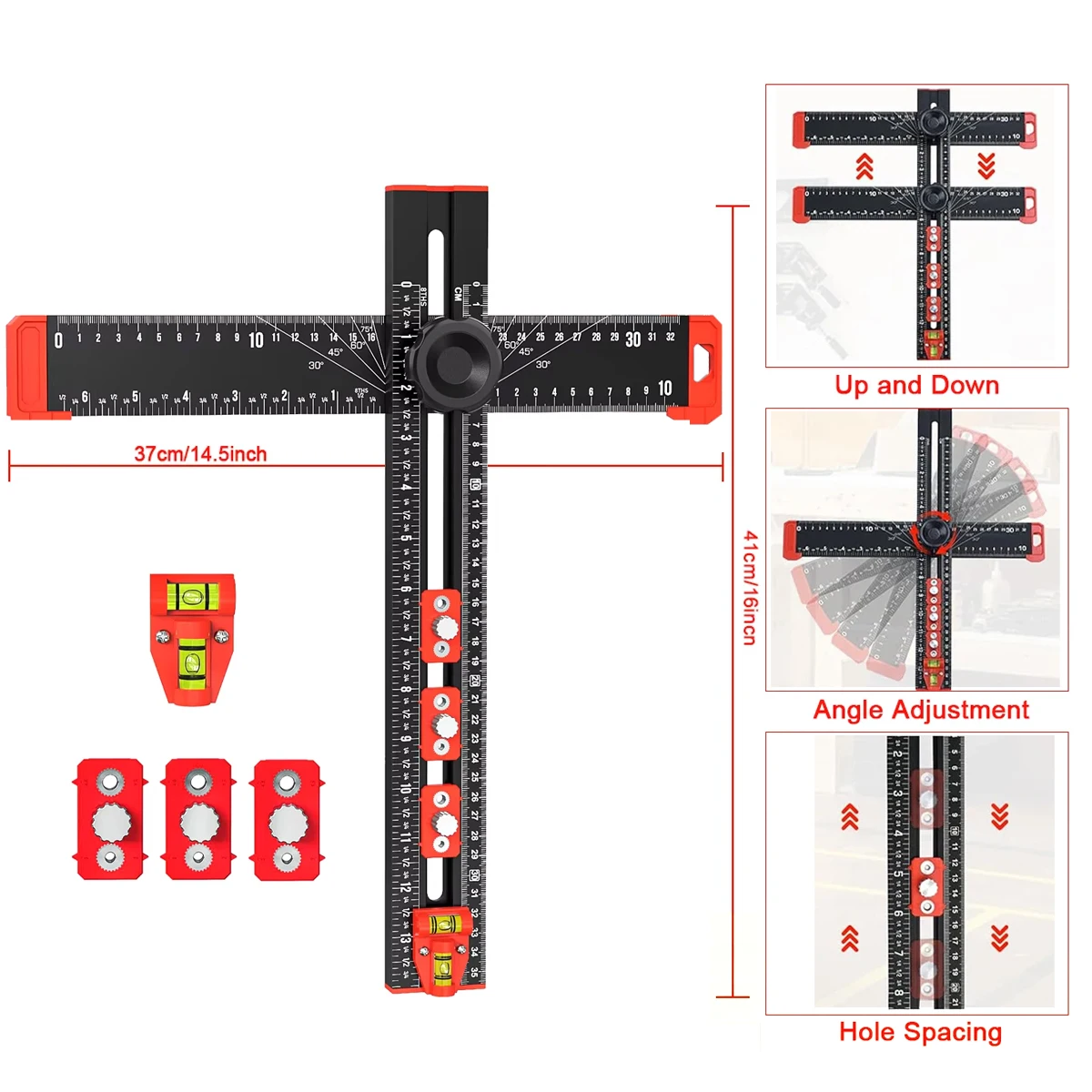 35cm/14in Adjustable Angle Ruler T Square Ruler-Drilling Positioning Ruler Cabinet Hardware Jig Drawer Installation Woodworking
35cm/14in Adjustable Angle Ruler T Square Ruler-Drilling Positioning Ruler Cabinet Hardware Jig Drawer Installation Woodworking