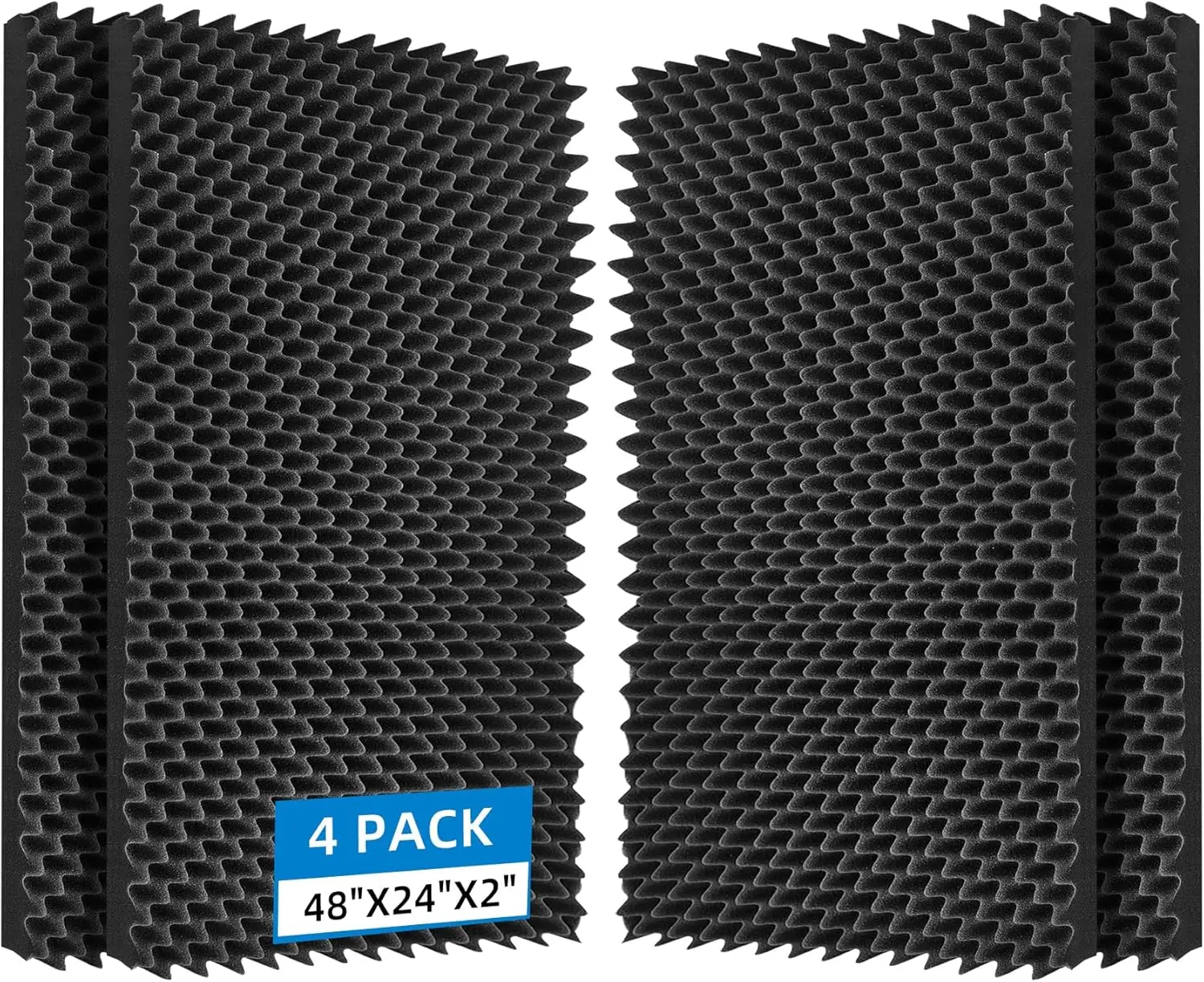 4 Pack Soundproof Foam Panels 48x24x2 Inch, High Density Acoustic Panels for Home Studio, Black
4 Pack Soundproof Foam Panels 48x24x2 Inch, High Density Acoustic Panels for Home Studio, Black