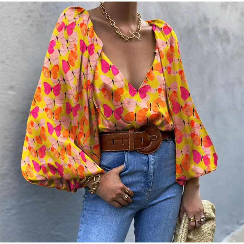 2024 Retro Butterfly Long Sleeve Puff Sleeve Top Printed T-shirt Ladies 2024 Lace Orange V-Neck Woven Ladies Summer Street Wear
2024 Retro Butterfly Long Sleeve Puff Sleeve Top Printed T-shirt Ladies 2024 Lace Orange V-Neck Woven Ladies Summer Street Wear
