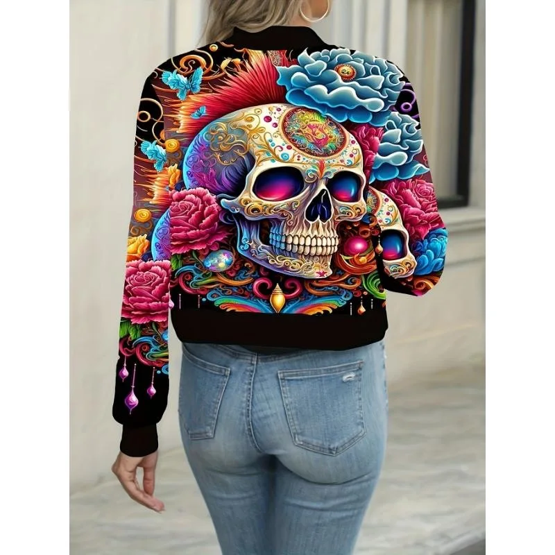 Halloween Print ZipUp Jacket Women's Sport Style Short Outerwear Fashionable Halloween Themed Printed Jacket for Ladies
Halloween Print ZipUp Jacket Women's Sport Style Short Outerwear Fashionable Halloween Themed Printed Jacket for Ladies