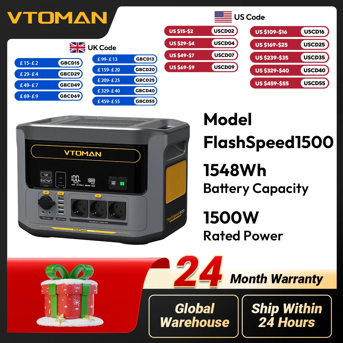 Электростанция VTOMAN FlashSpeed 1500, аккумулятор LiFePO4 1548 Втч с пиковым аварийным питанием 3000 Вт для кемпинга на открытом воздухе, дома на колесах
Электростанция VTOMAN FlashSpeed 1500, аккумулятор LiFePO4 1548 Втч с пиковым аварийным питанием 3000 Вт для кемпинга на открытом воздухе, дома на колесах