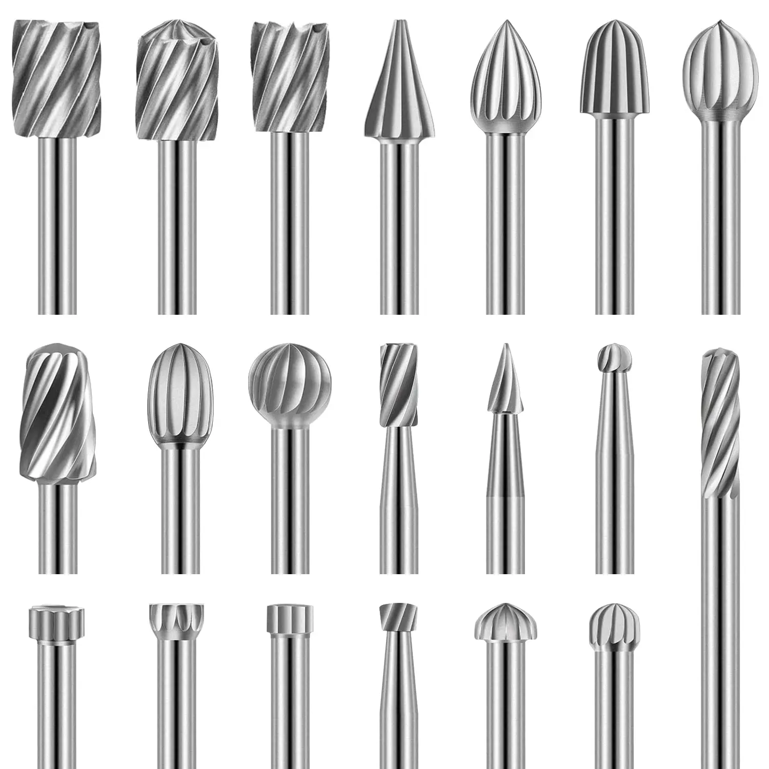 20PCS HSS Rotary Burr Bits Set 1/8" Shank for Wood Carving Engraving Dremel Tool DIY
20PCS HSS Rotary Burr Bits Set 1/8" Shank for Wood Carving Engraving Dremel Tool DIY