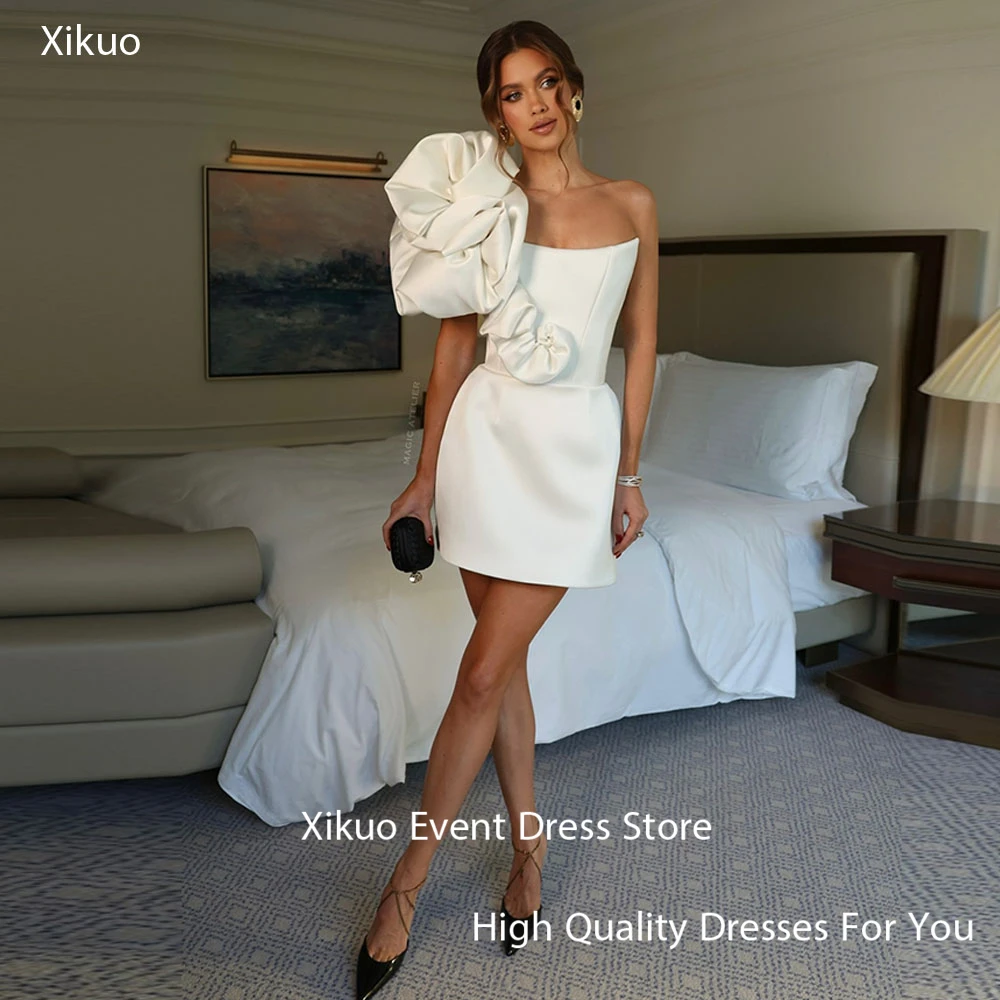 Xikuo Graceful White Satin Prom Gowns One Shoulder Bespoke Occasion Evening Gowns Above Knee Cocktail Happy Dresses Customized
Xikuo Graceful White Satin Prom Gowns One Shoulder Bespoke Occasion Evening Gowns Above Knee Cocktail Happy Dresses Customized