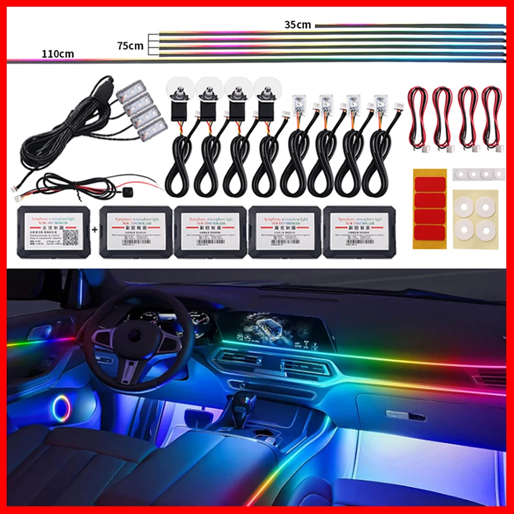 6/10/14/18/22 in 1 213 64 Color RGB Symphony Car Ambient Light Interior Acrylic LED Strip Decoration Atmosphere Lamp APP Control
6/10/14/18/22 in 1 213 64 Color RGB Symphony Car Ambient Light Interior Acrylic LED Strip Decoration Atmosphere Lamp APP Control