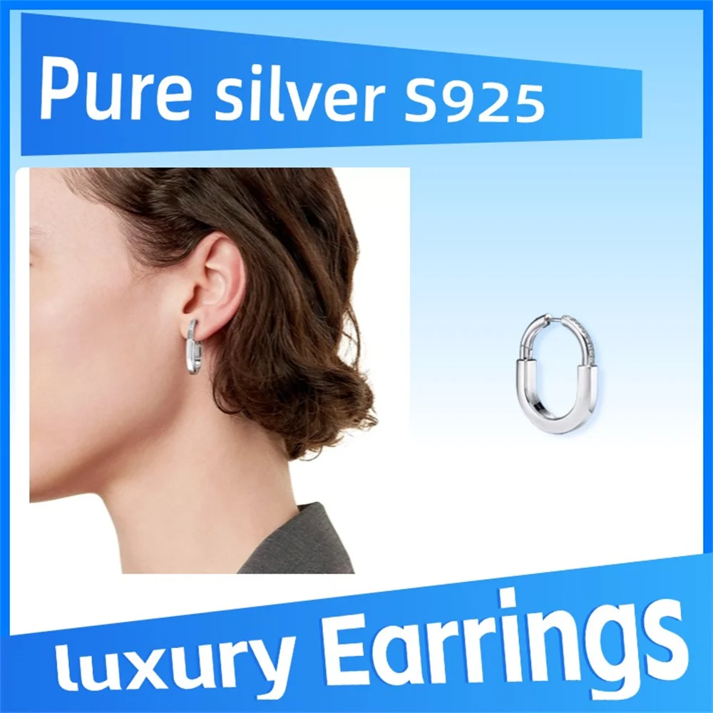 Pure 925 Sterling Silver Tiff Lock gold and diamond earrings, medium Personalized luxury exquisite versatile fashion gift
Pure 925 Sterling Silver Tiff Lock gold and diamond earrings, medium Personalized luxury exquisite versatile fashion gift