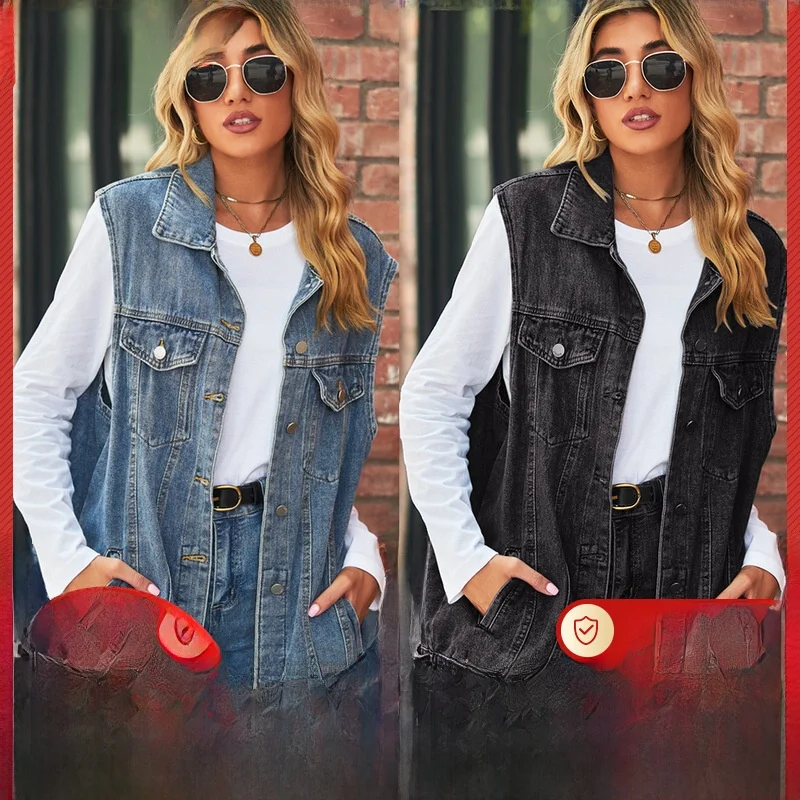 Stylish Denim Vest Outerwear Women's Retro Jeans Jacket Long Sleeve Cardigan Light Weight Spring Fashion Ladies' Tops
Stylish Denim Vest Outerwear Women's Retro Jeans Jacket Long Sleeve Cardigan Light Weight Spring Fashion Ladies' Tops