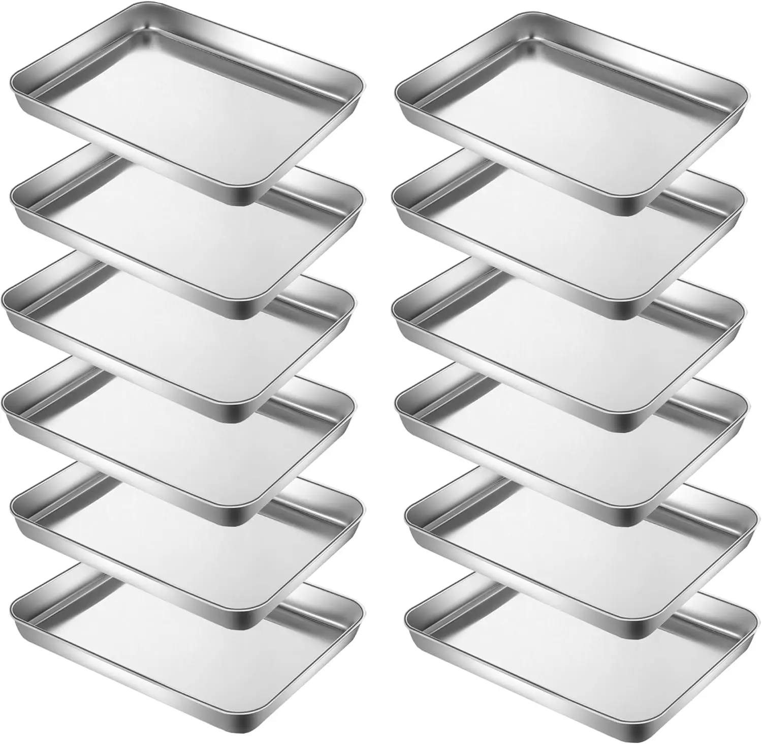 12-Pack Mini Stainless Steel Baking Sheets, 9.3x6.9x1.1 Inch, Dishwasher Safe, Rustproof, for 1-2 Person
12-Pack Mini Stainless Steel Baking Sheets, 9.3x6.9x1.1 Inch, Dishwasher Safe, Rustproof, for 1-2 Person