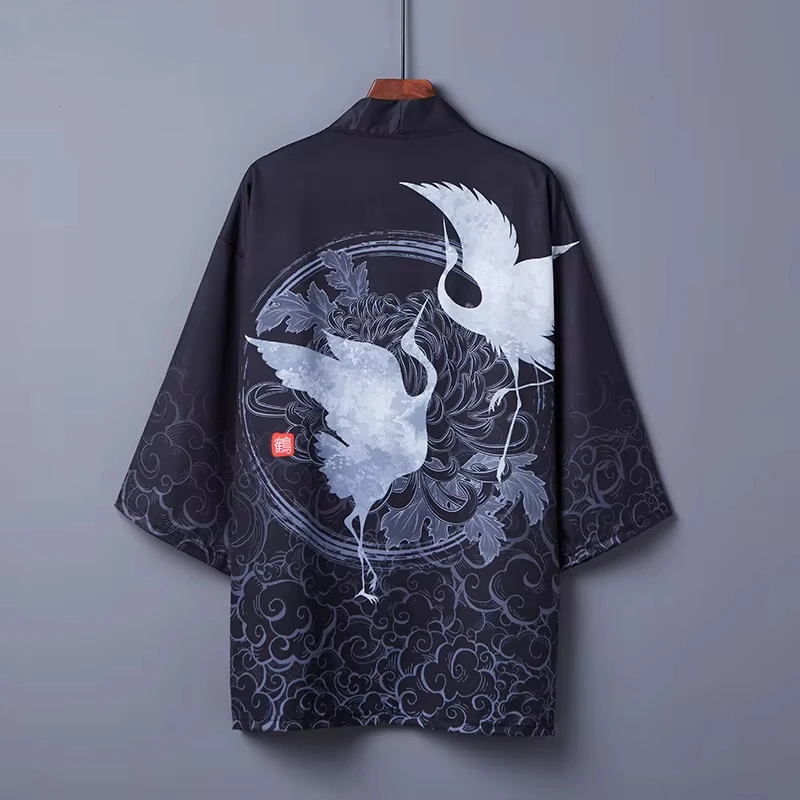 Summer Chinese Style Crane Kimono Cardigan Male Haori Cardigan Yukata Harajuku Streetwear Asian Clothing Thin Kimono Shirt Coat
Summer Chinese Style Crane Kimono Cardigan Male Haori Cardigan Yukata Harajuku Streetwear Asian Clothing Thin Kimono Shirt Coat
