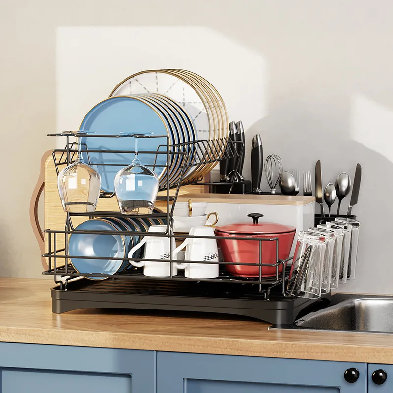 Durable Dish drain rack Double-layer multifunctional bowl and chopstick storage rack Household kitchen water cup rack
Durable Dish drain rack Double-layer multifunctional bowl and chopstick storage rack Household kitchen water cup rack