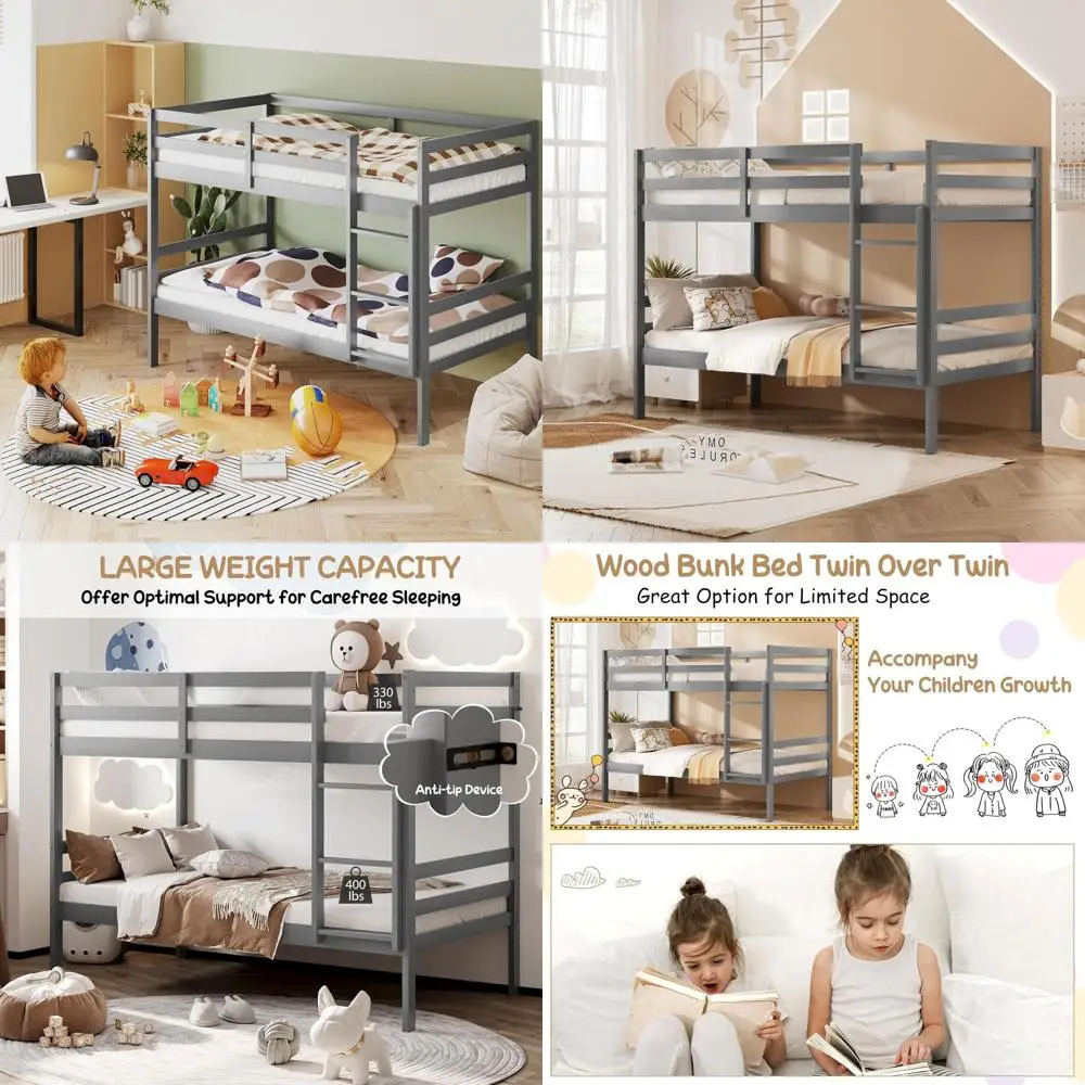 Twin Over Twin Solid Wood Bunk Bed with Ladder and Safety Rail, Perfect for Dorms and Families with Multiple Children, No Box Sp
Twin Over Twin Solid Wood Bunk Bed with Ladder and Safety Rail, Perfect for Dorms and Families with Multiple Children, No Box Sp