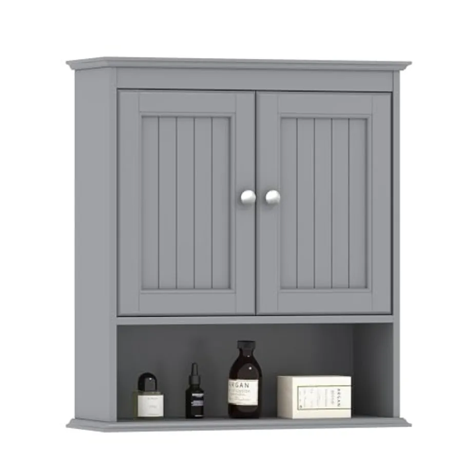 Bathroom Wall Cabinet, Wall Mounted Medicine Cabinet Organizer, Over The Toilet Storage Cabinet with Doors and Shelves, Gray
Bathroom Wall Cabinet, Wall Mounted Medicine Cabinet Organizer, Over The Toilet Storage Cabinet with Doors and Shelves, Gray