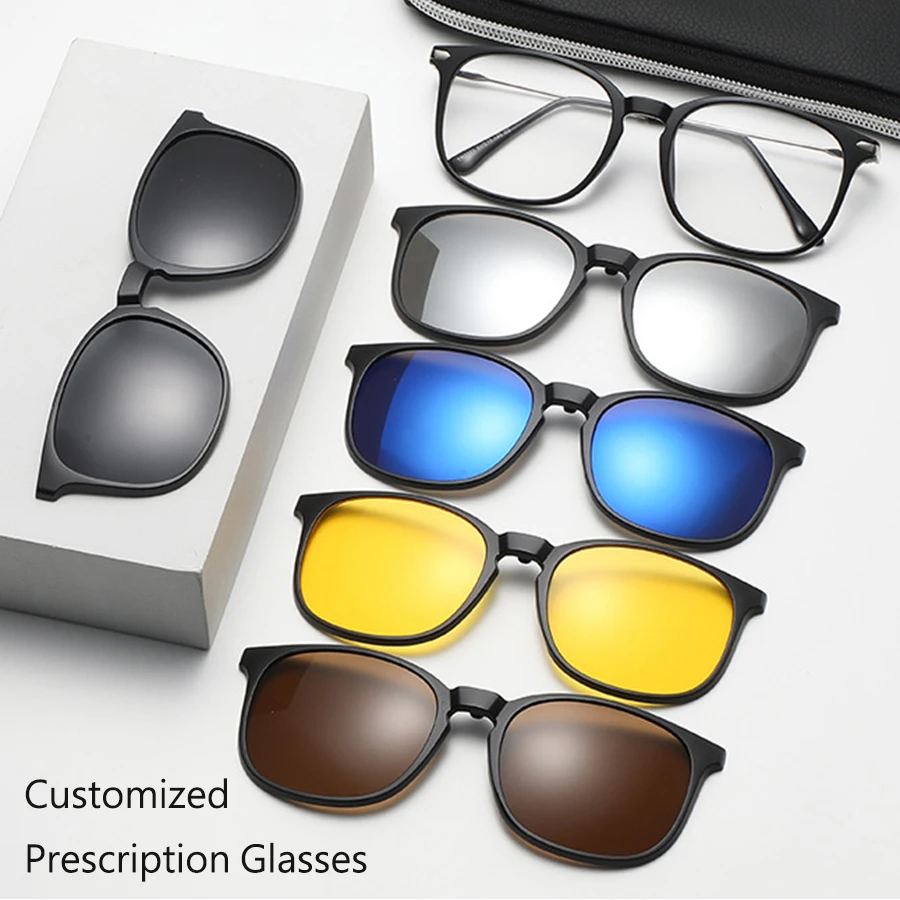 6 In 1 Customize Prescription Glasses Men Women Anti-Blue Light Myopia Hyperopia With 5 PCS Clip On Polarized Sunglasses 2323
6 In 1 Customize Prescription Glasses Men Women Anti-Blue Light Myopia Hyperopia With 5 PCS Clip On Polarized Sunglasses 2323