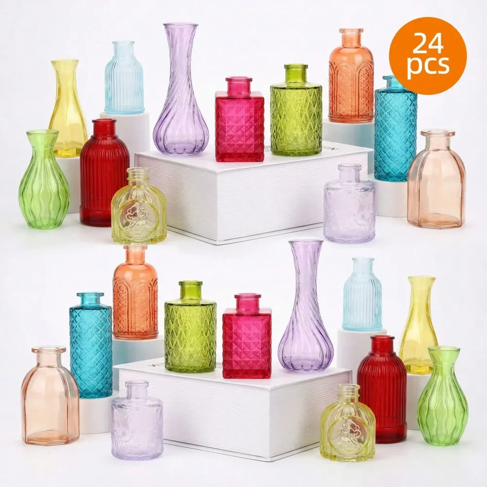 12 24 Pack Colorful Glass Bud Vase Set, Small Colored Vintage Vases For Centerpieces, Decorative Flower Vases For Wedding Home
12 24 Pack Colorful Glass Bud Vase Set, Small Colored Vintage Vases For Centerpieces, Decorative Flower Vases For Wedding Home