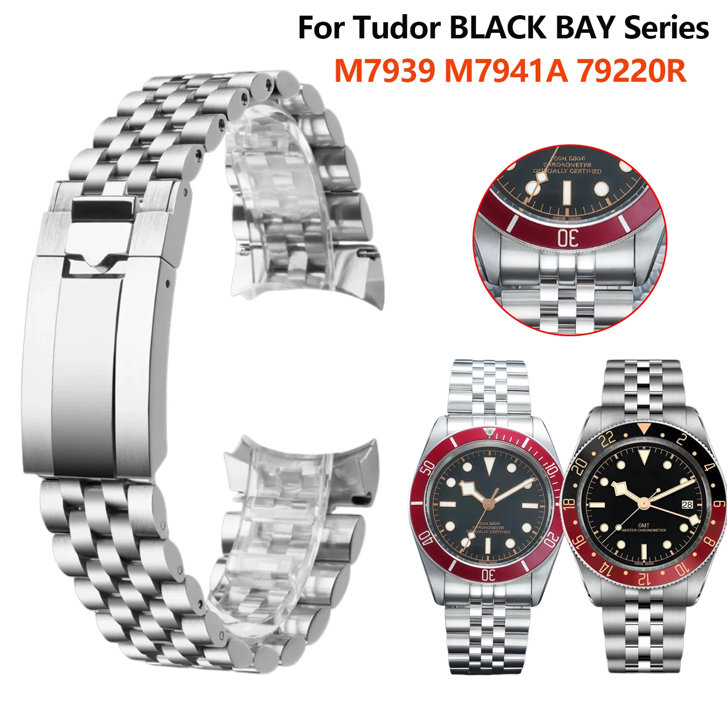 Stainless Steel Strap for Tudor BLACK BAY Series M7939 M7941A 79220R Five Bead Metal band 20mm 21mm 22mm Solid Arc end watchband
Stainless Steel Strap for Tudor BLACK BAY Series M7939 M7941A 79220R Five Bead Metal band 20mm 21mm 22mm Solid Arc end watchband