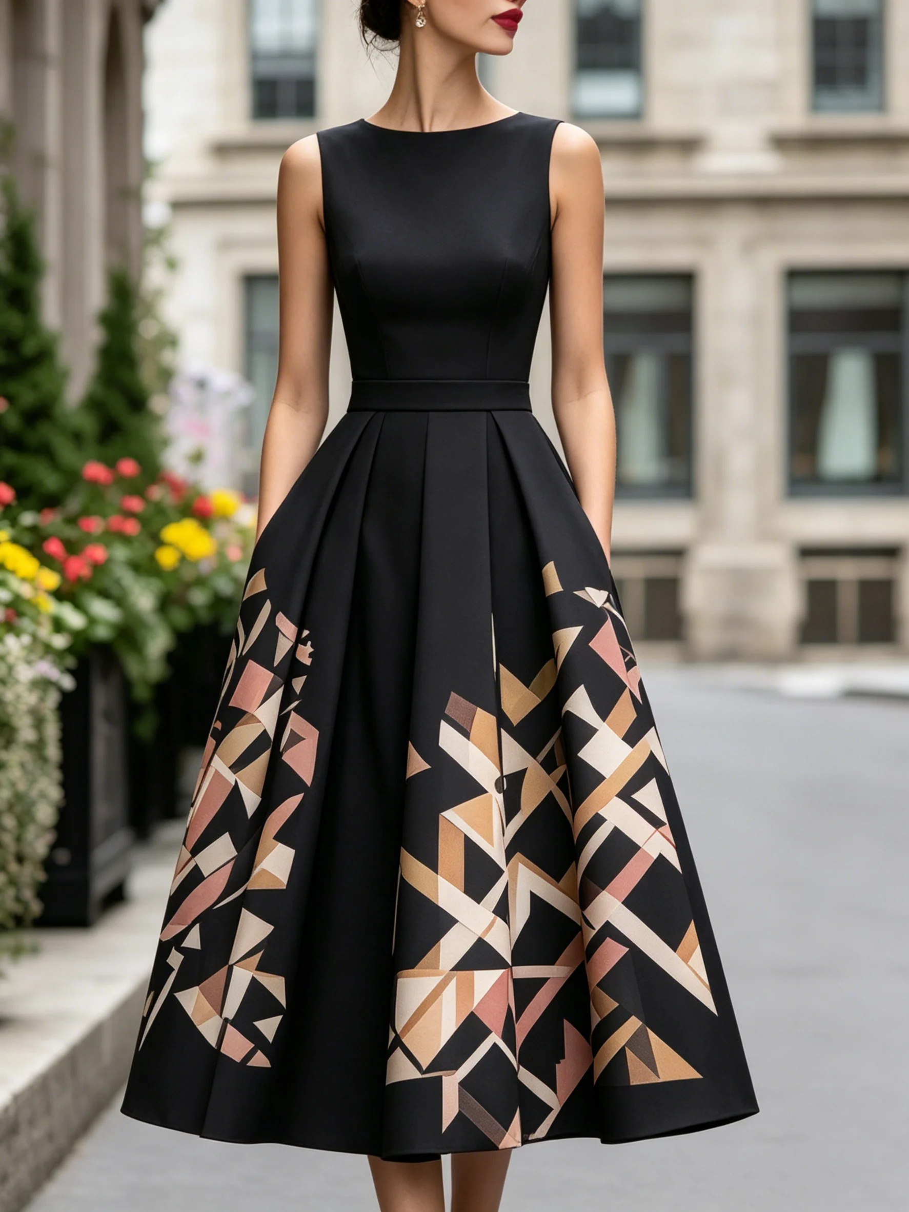 Women's Elegant Sleeveless Geometric Print A-Line Midi Dress Sexy Summer Casual Dress Versatile Formal Fashion Party Clothing
Women's Elegant Sleeveless Geometric Print A-Line Midi Dress Sexy Summer Casual Dress Versatile Formal Fashion Party Clothing