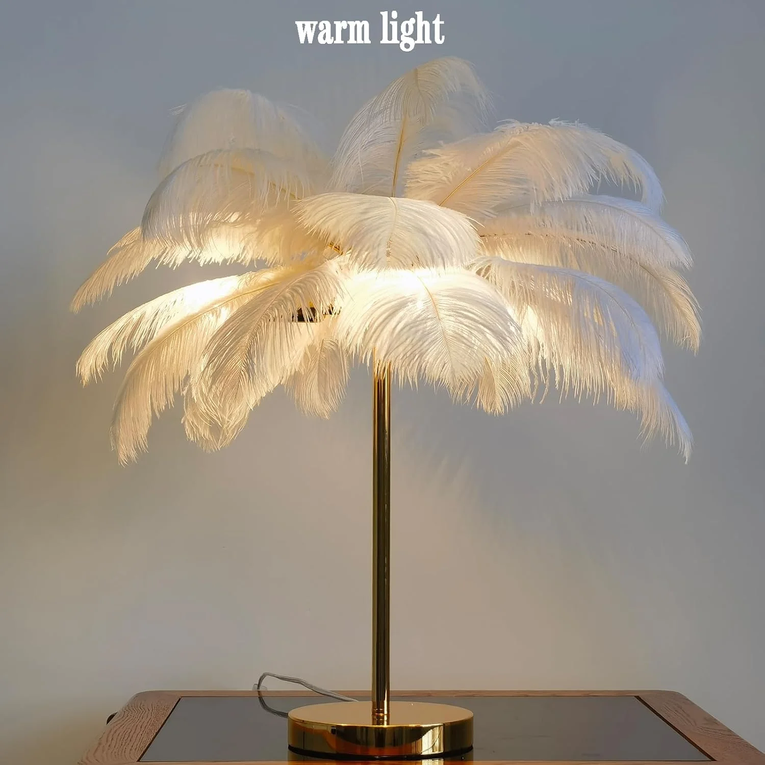Natural Feather with Plug in Wire,Modern Feather Lamp 3-Light Bedside ,Golden Lamp Body,Bulb Included,for Bedroom Nightstand L
Natural Feather with Plug in Wire,Modern Feather Lamp 3-Light Bedside ,Golden Lamp Body,Bulb Included,for Bedroom Nightstand L