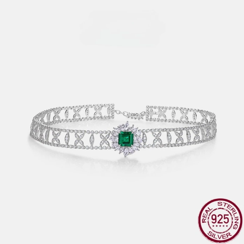 New S925 pure silver heavy industry design cultivates emerald Zambian color treasure necklace, light luxury wedding jewelry
New S925 pure silver heavy industry design cultivates emerald Zambian color treasure necklace, light luxury wedding jewelry