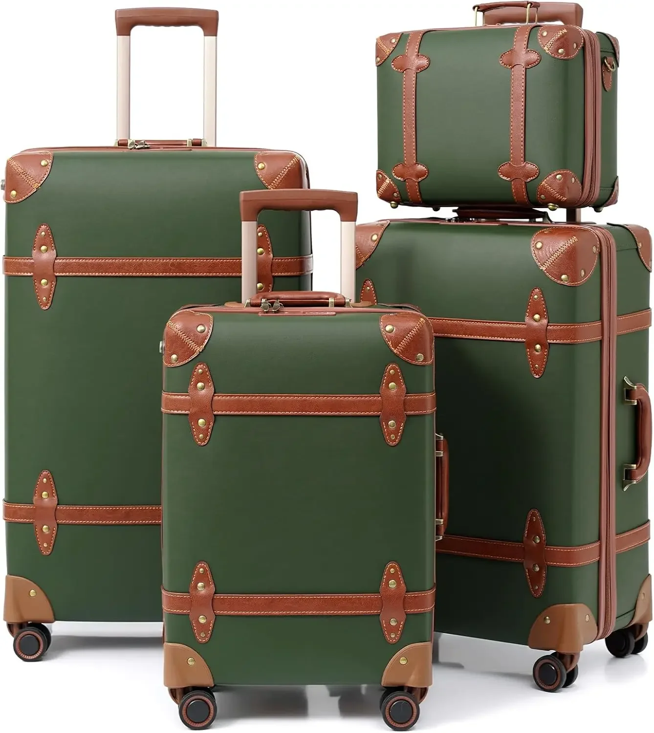 NZBZ Vintage Handmade Luggage Sets for Women 4 Pieces, PU Leather Retro Suitcase Set, Cute Vintage Trunk Luggage with TSA Lock
NZBZ Vintage Handmade Luggage Sets for Women 4 Pieces, PU Leather Retro Suitcase Set, Cute Vintage Trunk Luggage with TSA Lock