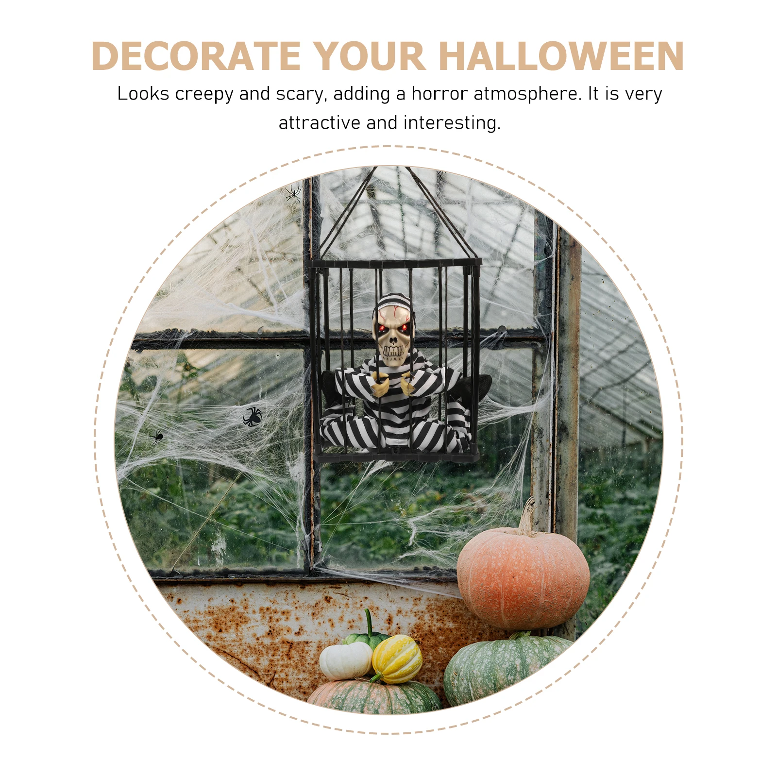 Induction Ghost Cage Decoration Light Sound Black Horror Pendant Scary Decor Prop Halloween Party SuppliesHaunted House Festive
Induction Ghost Cage Decoration Light Sound Black Horror Pendant Scary Decor Prop Halloween Party SuppliesHaunted House Festive