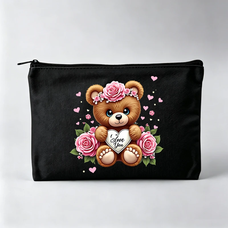 Women's Teddy Bear with Roses Makeup Bag, Zipper Cosmetic Pouch for Daily Use
Women's Teddy Bear with Roses Makeup Bag, Zipper Cosmetic Pouch for Daily Use