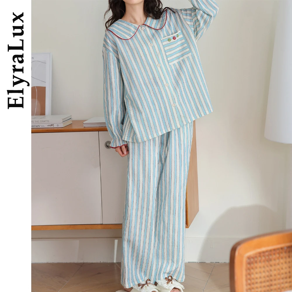 ElyraLux Elegant Princess Collar Pajama Set - Long Sleeve Button Front Loungewear for Women, Soft Lounge Dress Women's Pajama
ElyraLux Elegant Princess Collar Pajama Set - Long Sleeve Button Front Loungewear for Women, Soft Lounge Dress Women's Pajama