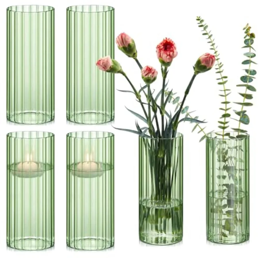 Pcs Tall Glass Ribbed Cylinder Vases Floating Candle Flower Vase in Bulk, Hurricane Candle Holder for Wedding Housewarming Gift
Pcs Tall Glass Ribbed Cylinder Vases Floating Candle Flower Vase in Bulk, Hurricane Candle Holder for Wedding Housewarming Gift