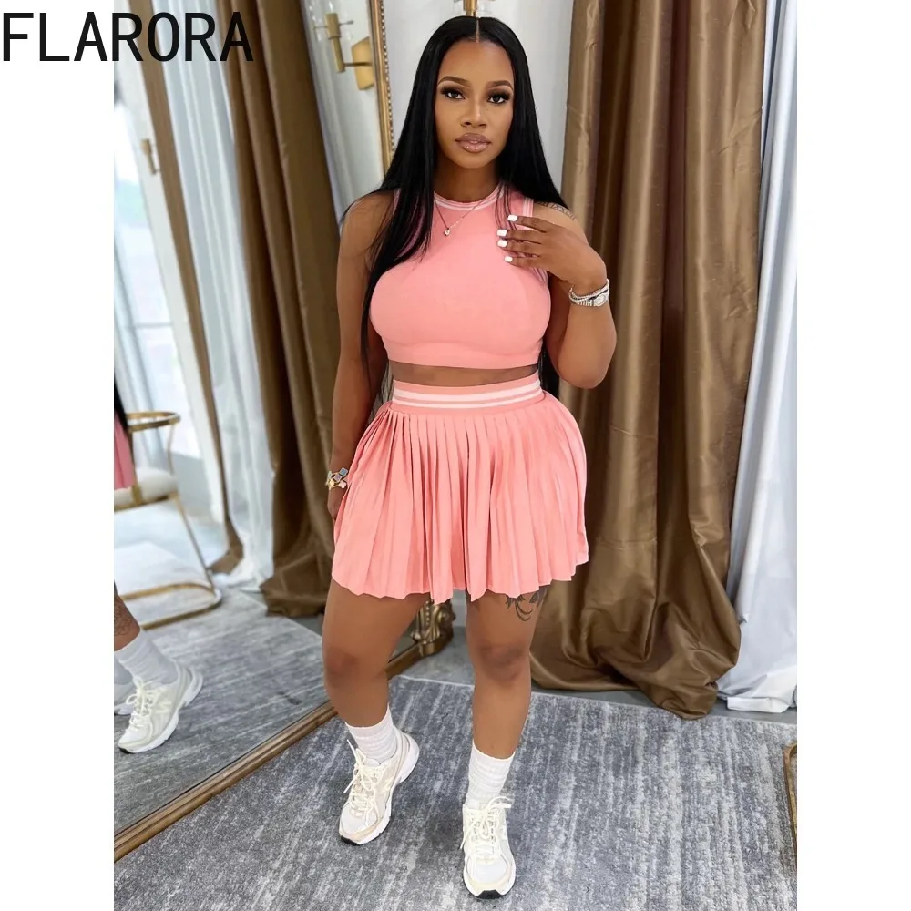 FLARORA Fashion Stripe Patchwork 2 Pcs Sets Woman Sleeveless Slim Crop Tank Tops And Mini Pleated Skirts Summer Cute Streetwear
FLARORA Fashion Stripe Patchwork 2 Pcs Sets Woman Sleeveless Slim Crop Tank Tops And Mini Pleated Skirts Summer Cute Streetwear
