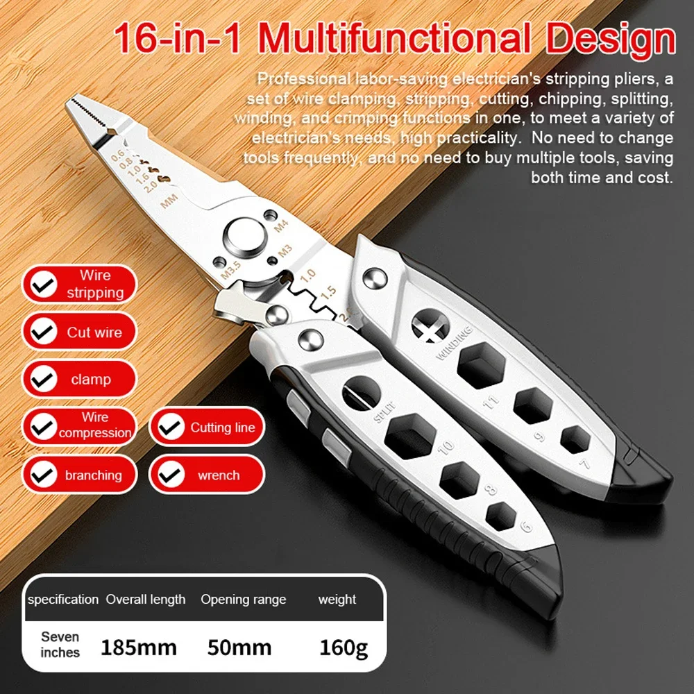 Многофункциональный инструмент для зачистки проводов и обжимных клещей 16-в-1, портативный инструмент для электрика для зачистки кабеля, резки и электротехники
Многофункциональный инструмент для зачистки проводов и обжимных клещей 16-в-1, портативный инструмент для электрика для зачистки кабеля, резки и электротехники