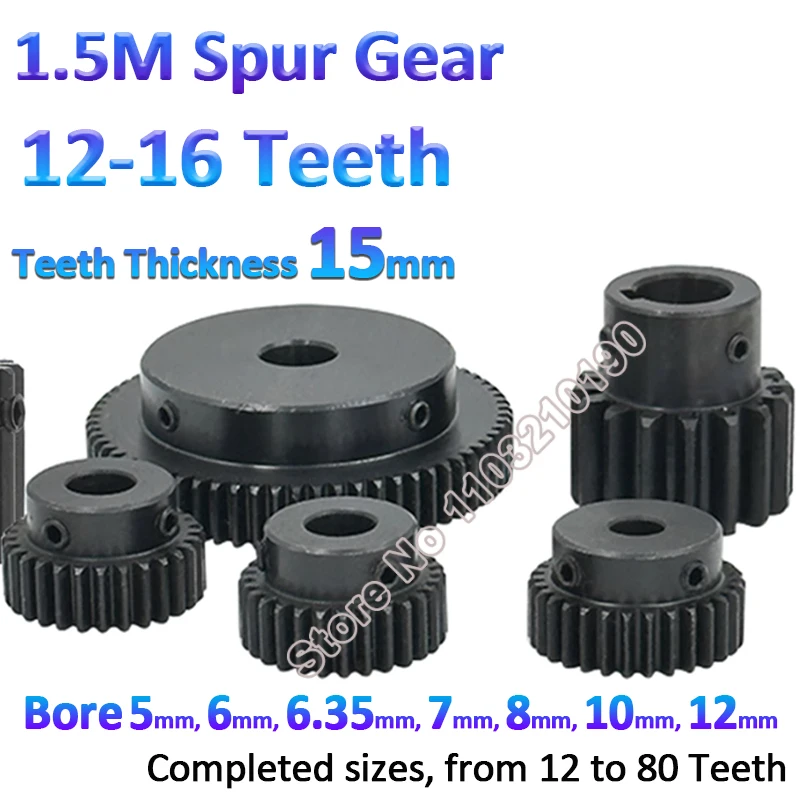 1Pc 1.5M Pinion Gears 12/15/16 Teeth 1.5 Modulus Spur Gear Cylindrical Motor Tramission Parts Round/Keyway Hole Gear Bore 5-12mm 
1Pc 1.5M Pinion Gears 12/15/16 Teeth 1.5 Modulus Spur Gear Cylindrical Motor Tramission Parts Round/Keyway Hole Gear Bore 5-12mm