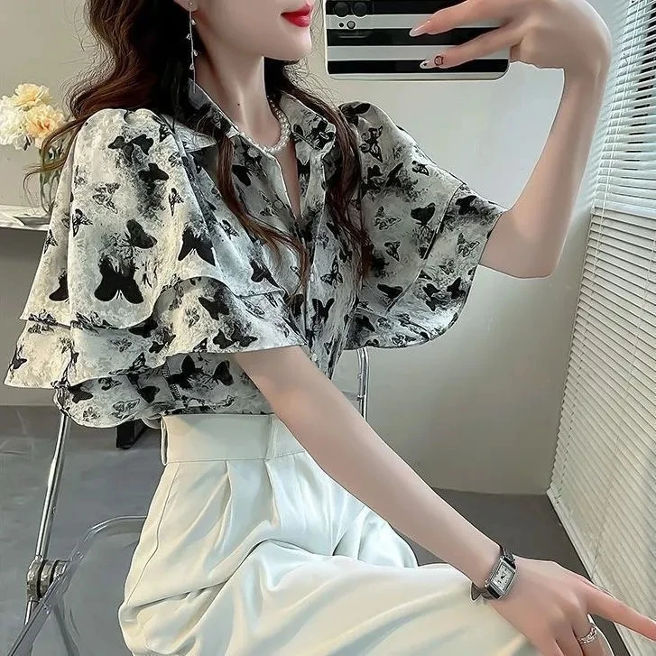 Sweet Loose ort Sve Floral irt Women's New Sle Summer irt Korean Version Commute Sle Polyester Fiber Blend Color
Sweet Loose ort Sve Floral irt Women's New Sle Summer irt Korean Version Commute Sle Polyester Fiber Blend Color